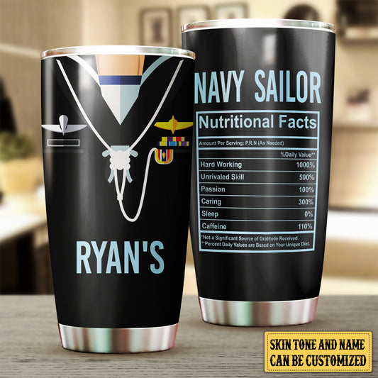 Personalized Sailor Nutritional Facts Tumbler