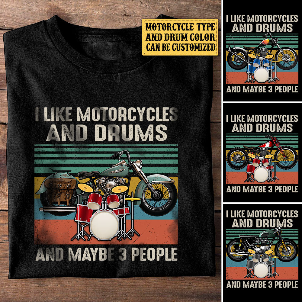 Personalized I Like Motorcycles And Drums Vintage Shirt