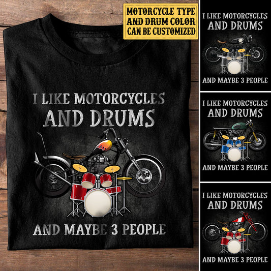 Personalized I Like Motorcycles And Drums Shirt