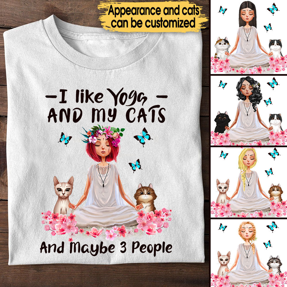 Personalized I Like Yoga And My Cats Shirt