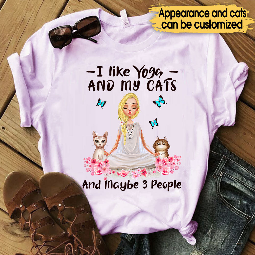 Personalized I Like Yoga And My Cats Shirt