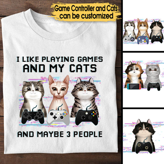 Personalized I Like Playing Games And My Cats Shirt