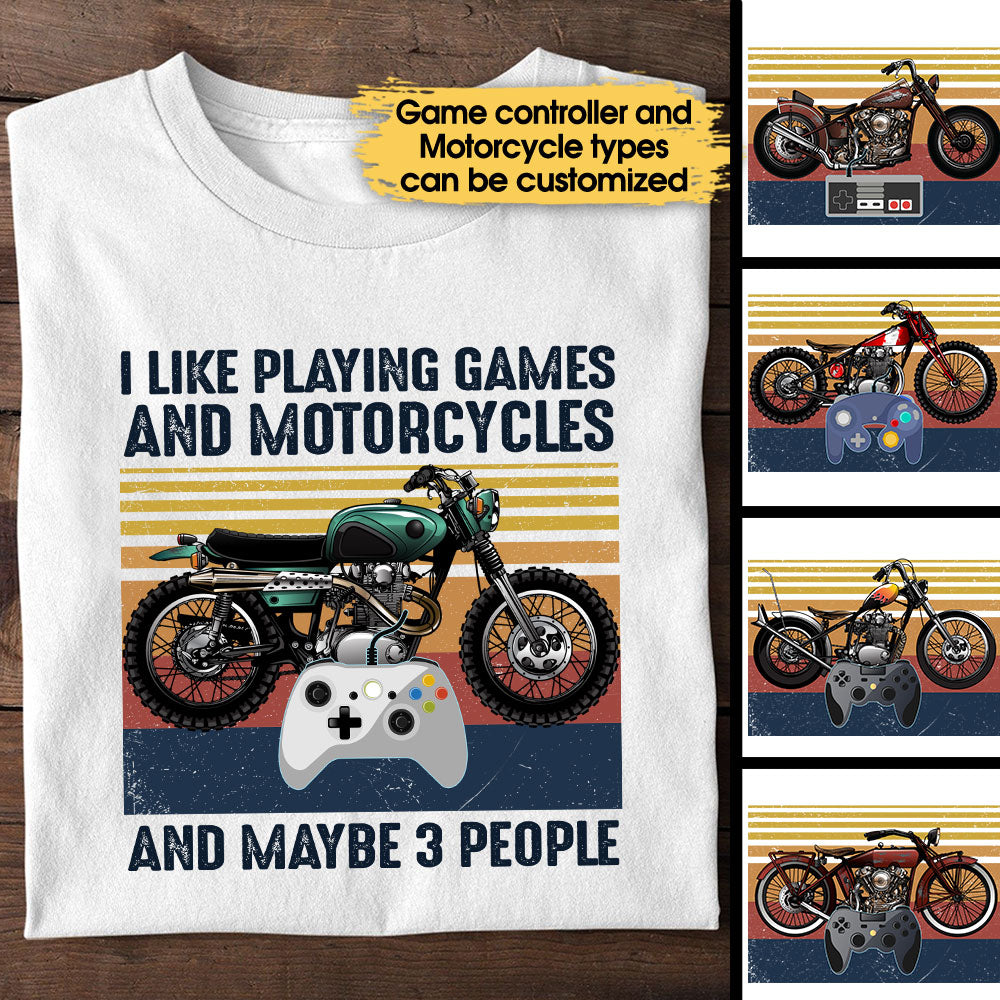 Personalized I Like Playing Games And Motorcycles Shirt
