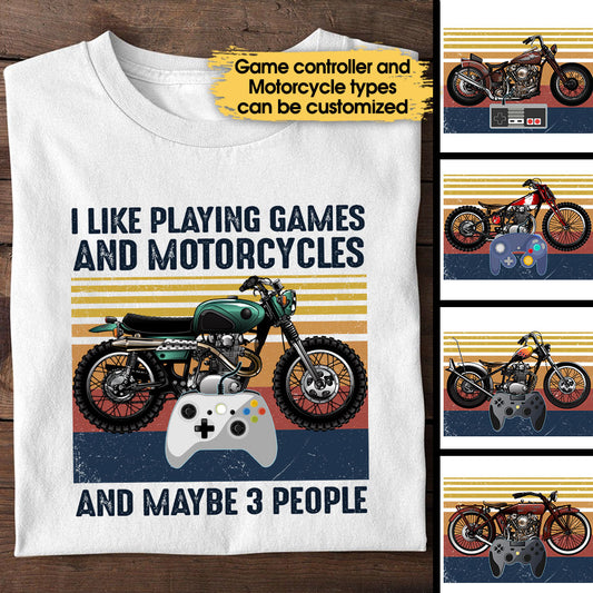 Personalized I Like Playing Games And Motorcycles Shirt