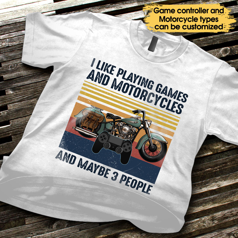 Personalized I Like Playing Games And Motorcycles Shirt