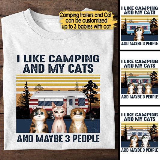 Personalized I Like Camping And My Cats Shirt