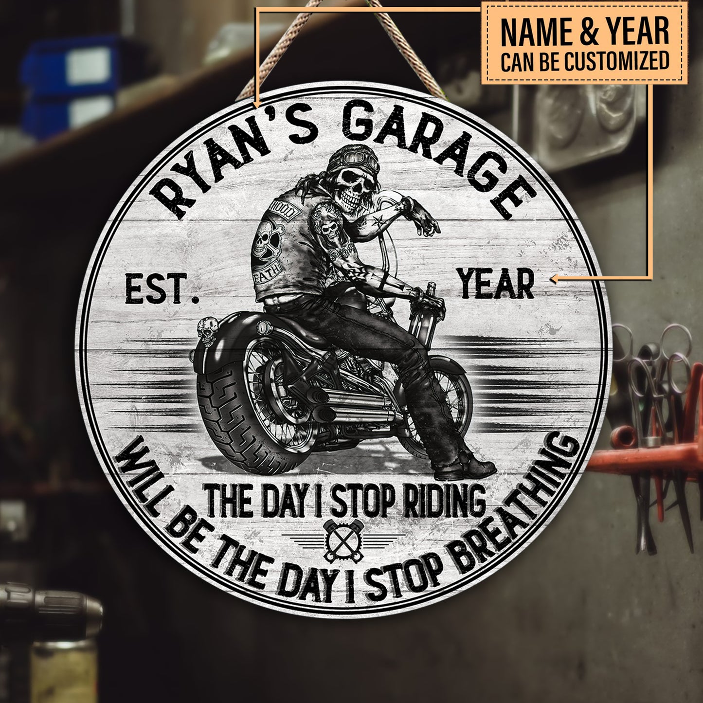 Personalized The Day I Stop Riding Will Be The Day I Stop Breathing Motorcycles Wood Round Sign