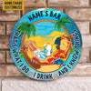 Personalized Parrot Bar Welcome Wood Round Sign