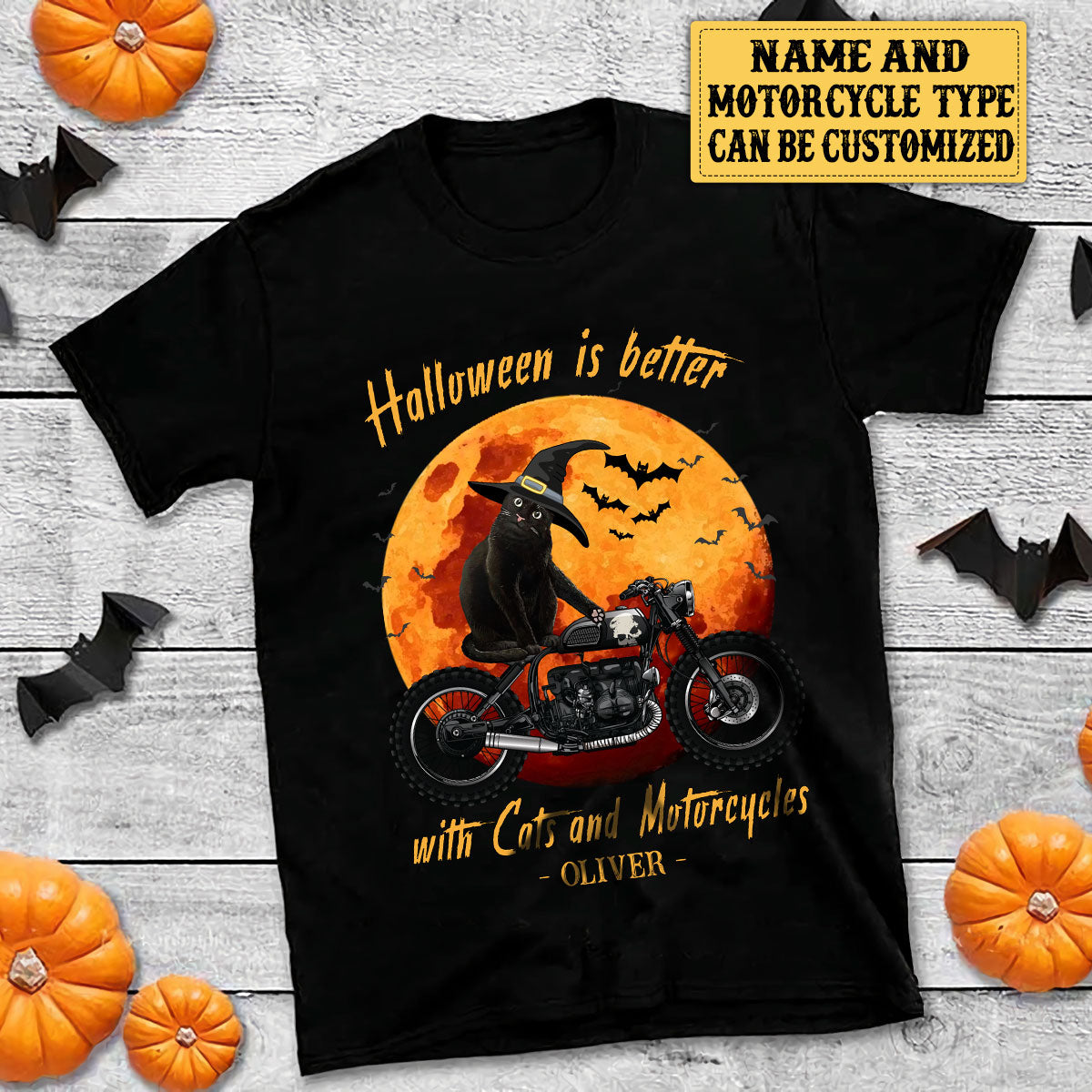 Personalized Halloween Is Better With Cats And Motorcycles Shirt