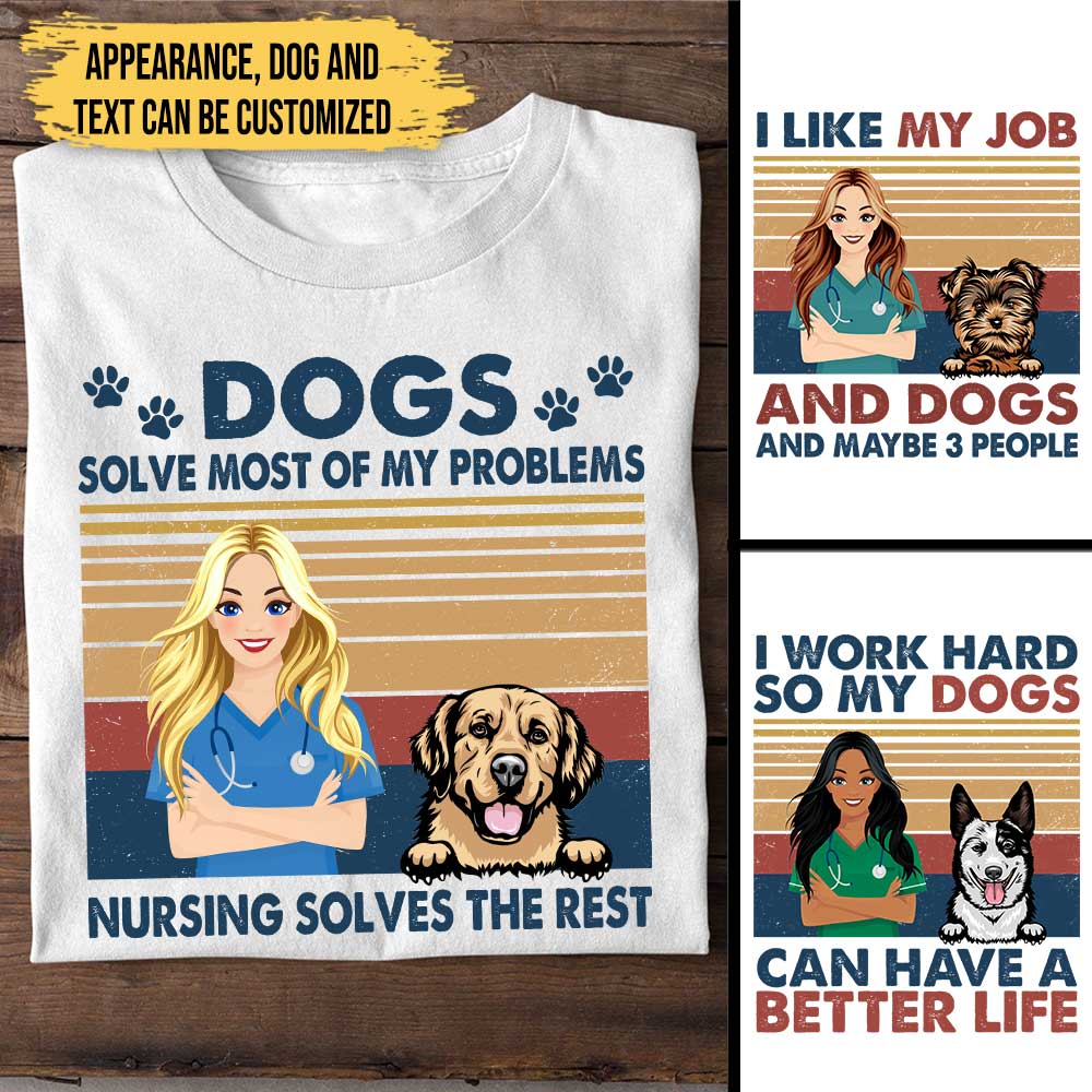 Personalized Love Nursing And Dogs Shirt