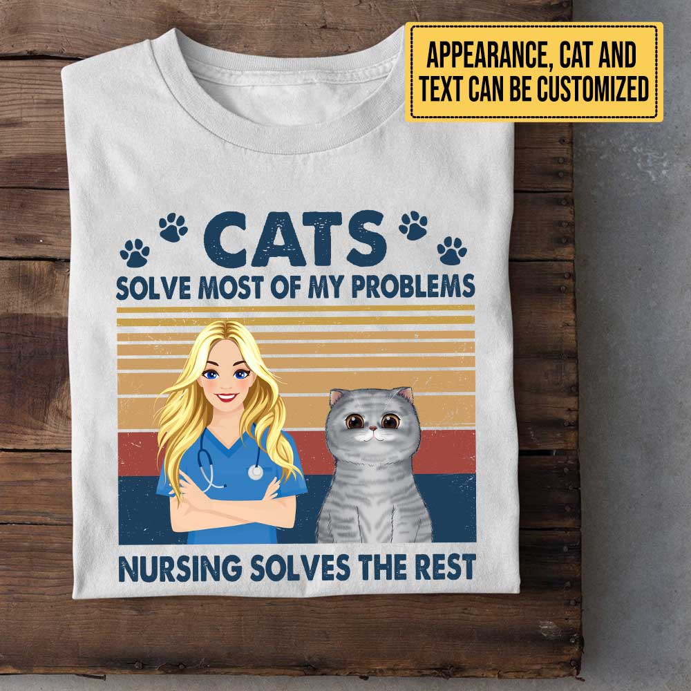 Personalized Love Nursing And Cats Shirt