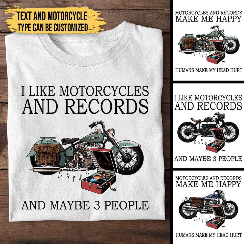 Personalized Love Motorcycles And Records Shirt