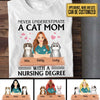 Personalized Never Underestimate A Cat Mom With A Nursing Degree Shirt