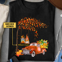 Personalized Gnomes Couple Love Truck Fall Shirt