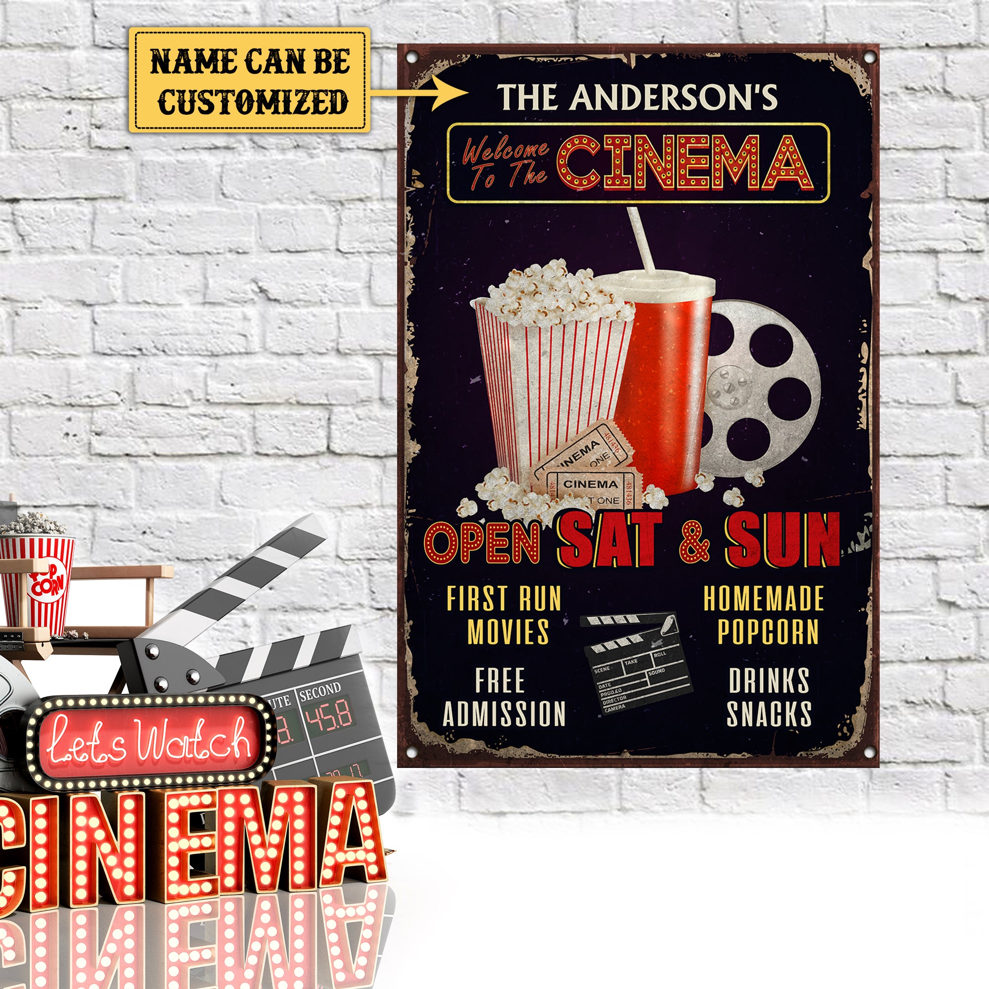 Personalized Cinema Metal Sign