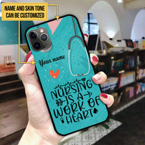 Personalized Nursing Is A Work Of Heart Glass Phone Case