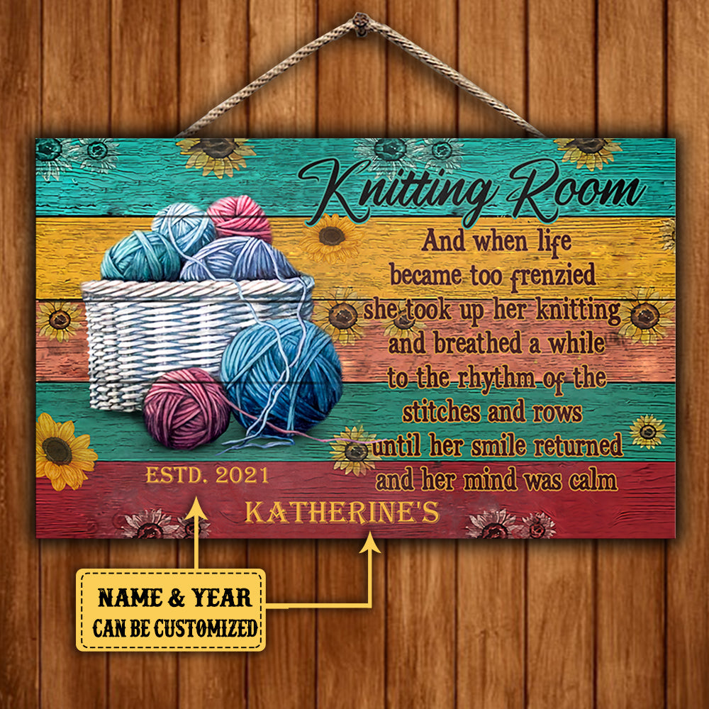 Personalized Knitting Room Pallet Wood Rectangle Sign