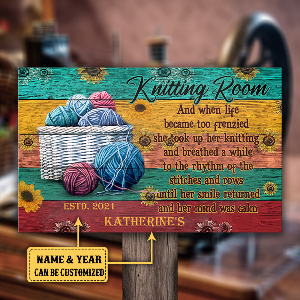 Personalized Knitting Room Pallet Wood Rectangle Sign
