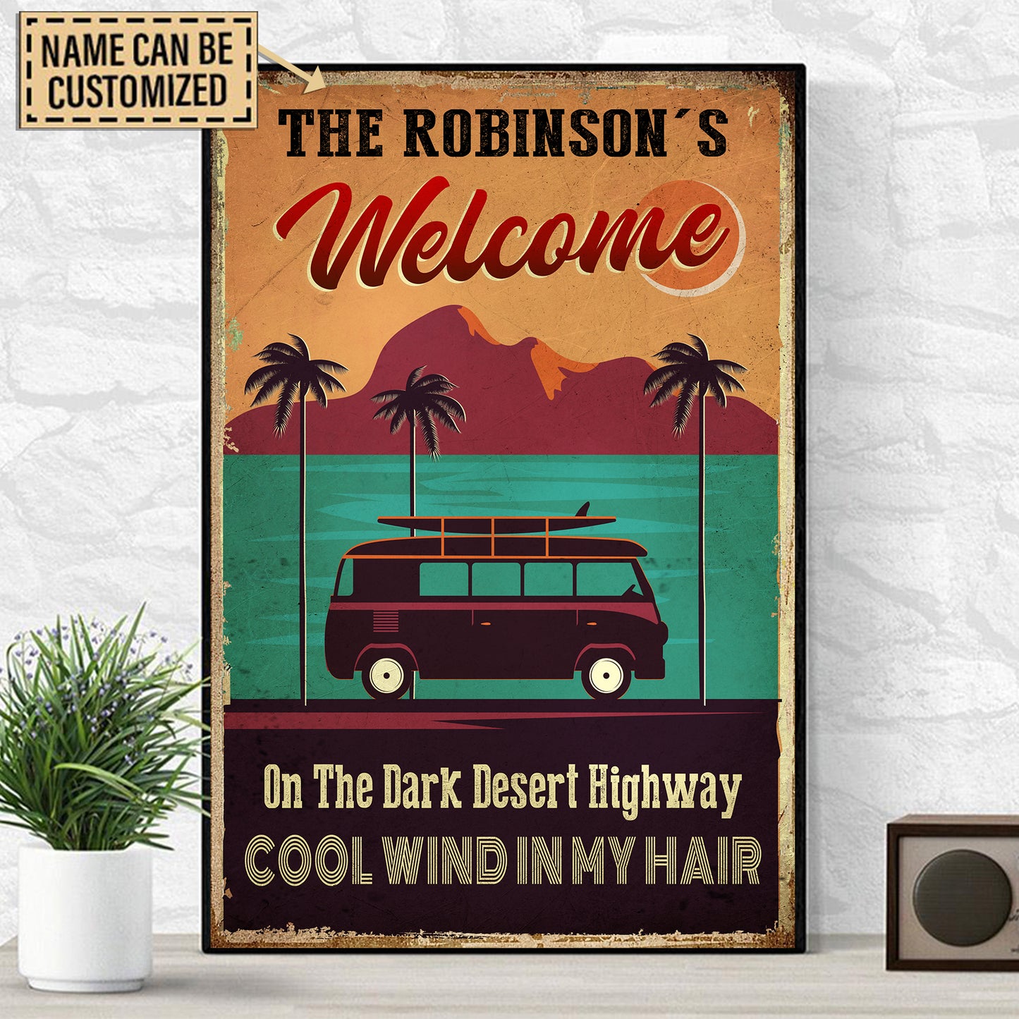 Personalized On A Dark Desert Highway Cool Wind In My Hair Car Surfing Poster