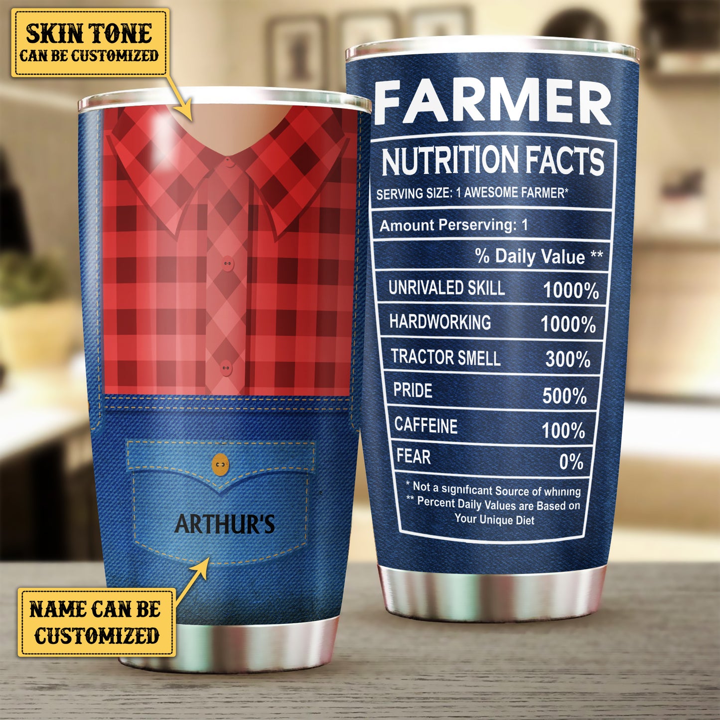 Personalized Farmer Nutritional Facts Tumbler