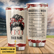Personalized Baseball Mom Nutrition Facts Tumbler