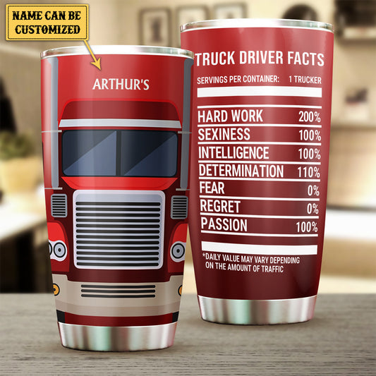Personalized Truck Driver Nutritional Facts Tumbler