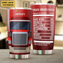 Personalized Truck Driver Nutritional Facts Tumbler