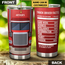 Personalized Truck Driver Nutritional Facts Tumbler