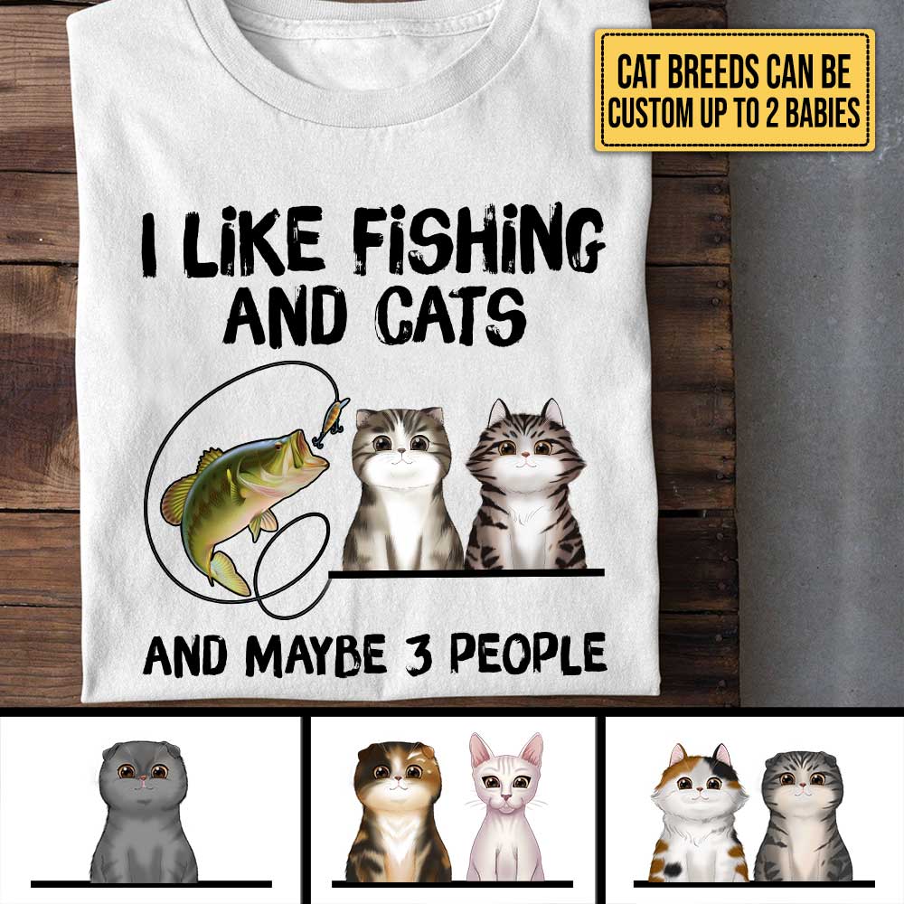 Personalized I Like Fishing And Cats Shirt