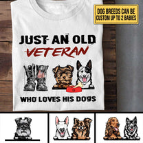 Personalized Just An Old Veteran Who Loves Dogs Shirt