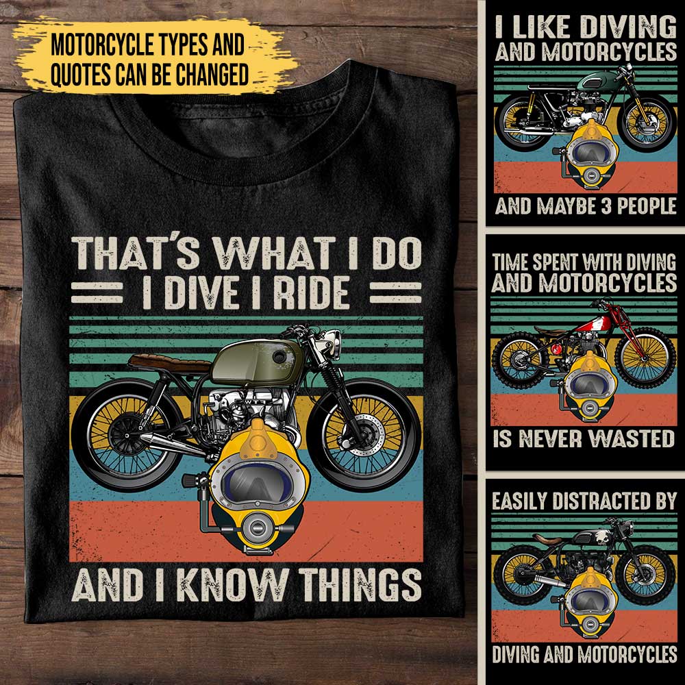 Personalized Love Motorcycles And Diving Shirt