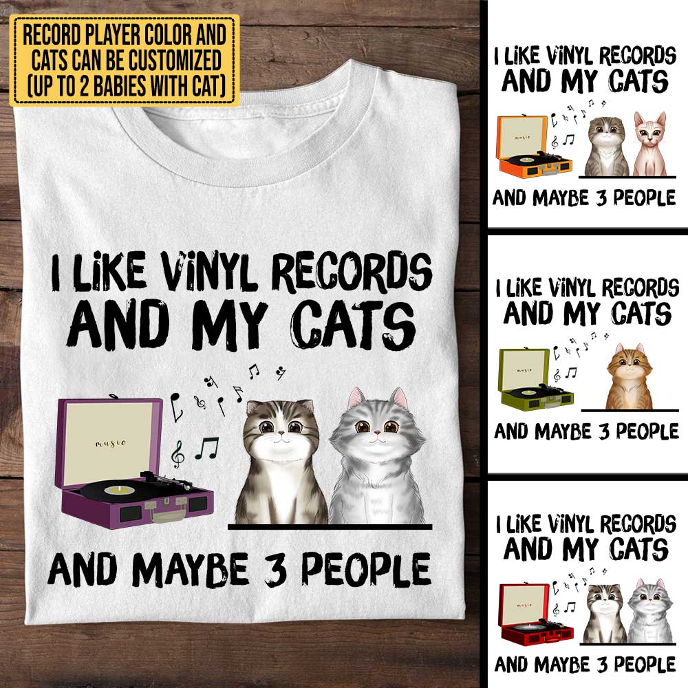 Personalized I Like Vinyl Records And My Cats Shirt