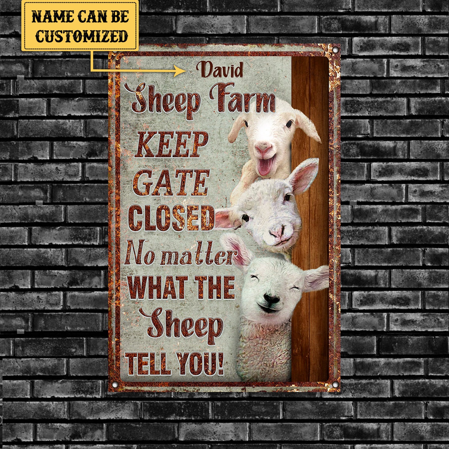 Personalized Sheep Farm Metal Sign