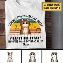 Personalized Cats And Pianos Make Me Happy Shirt