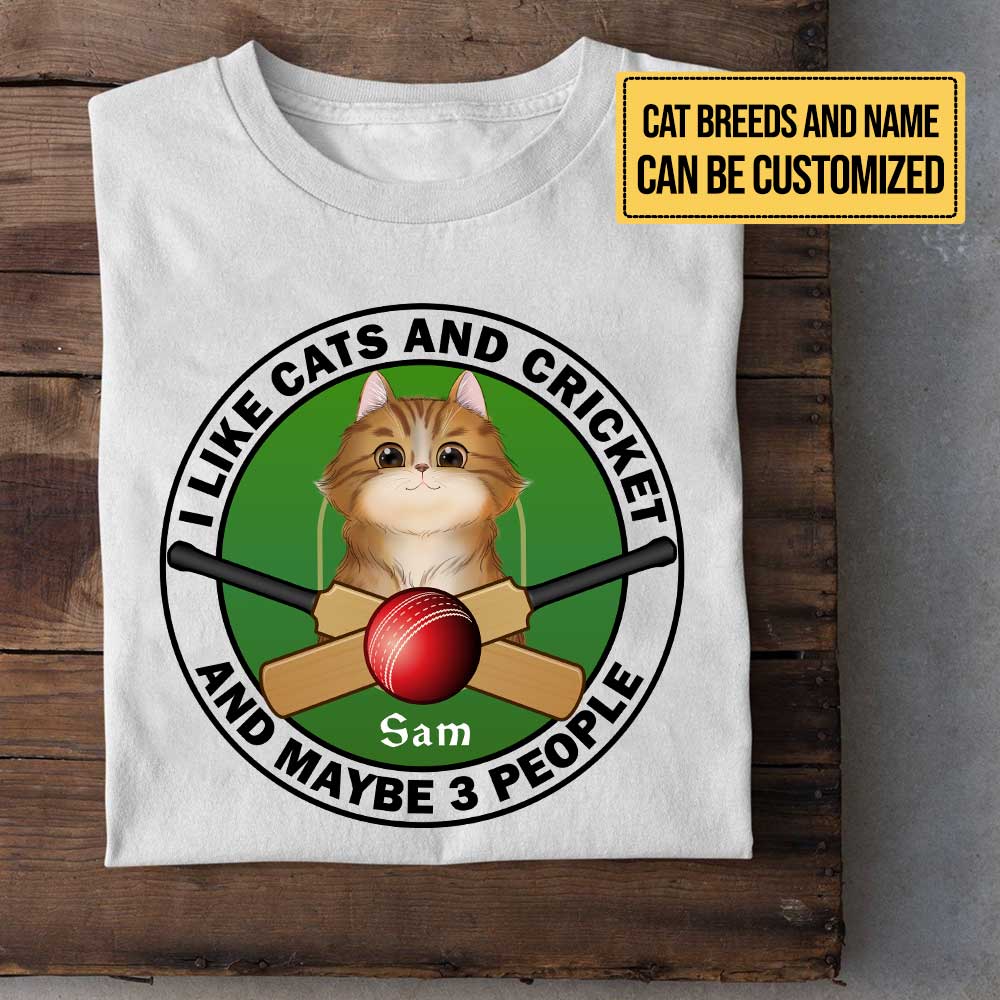 Personalized I Like Cats And Cricket Shirt