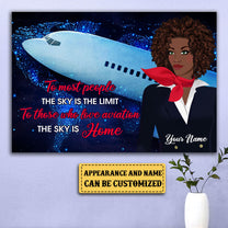 Personalized The Sky Is Home Flight Attendant Poster & Canvas
