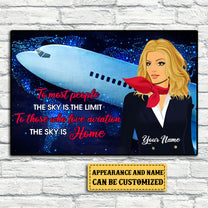 Personalized The Sky Is Home Flight Attendant Poster & Canvas