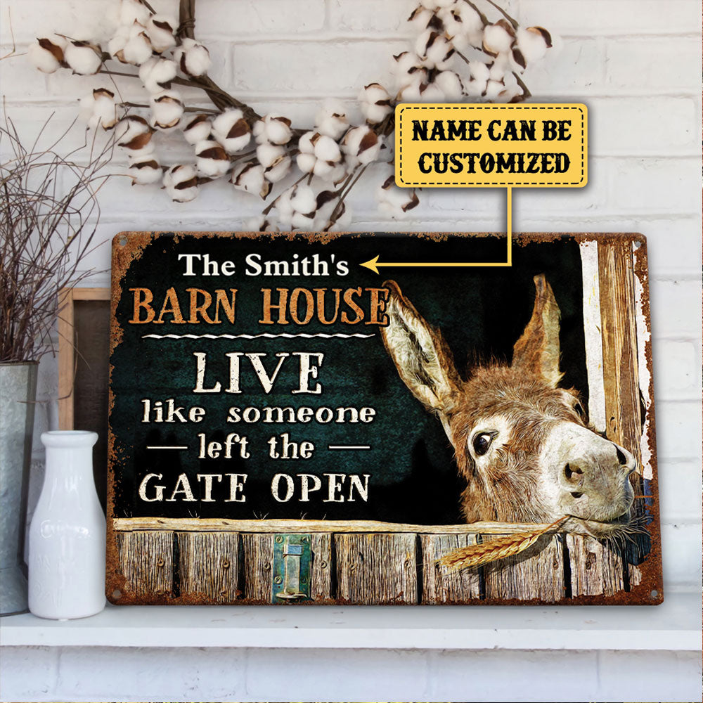 Personalized Donkey Barn House Classic Metal Sign