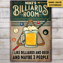 Personalized Billiards Room Metal Sign