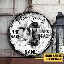 Personalized Cowboy Horse Barn Wood Round Sign