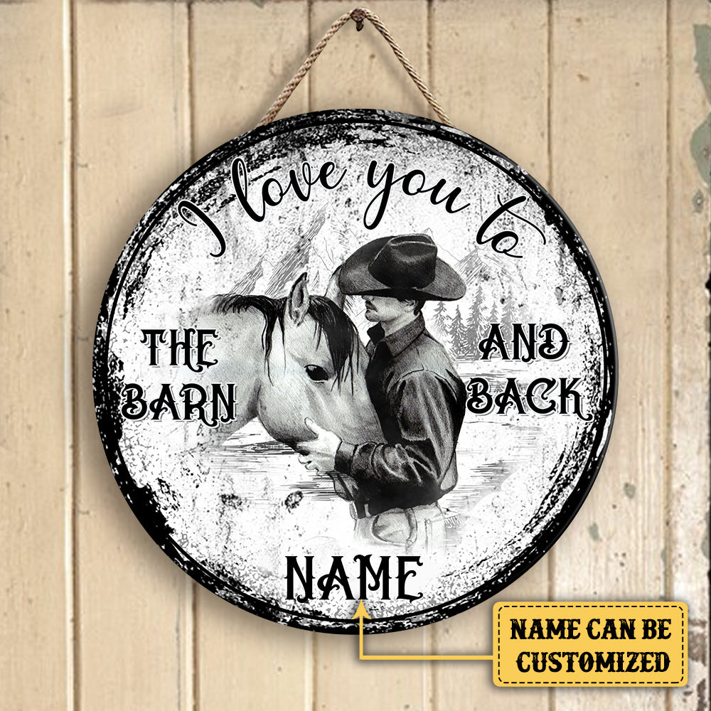 Personalized Cowboy Horse Barn Wood Round Sign