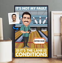 It's Not My Fault It's The Lane Conditions - Bowler Gift - Custom Caricature Portrait From Your Photo - Bowling Coach Gift - Bowling Player Gift