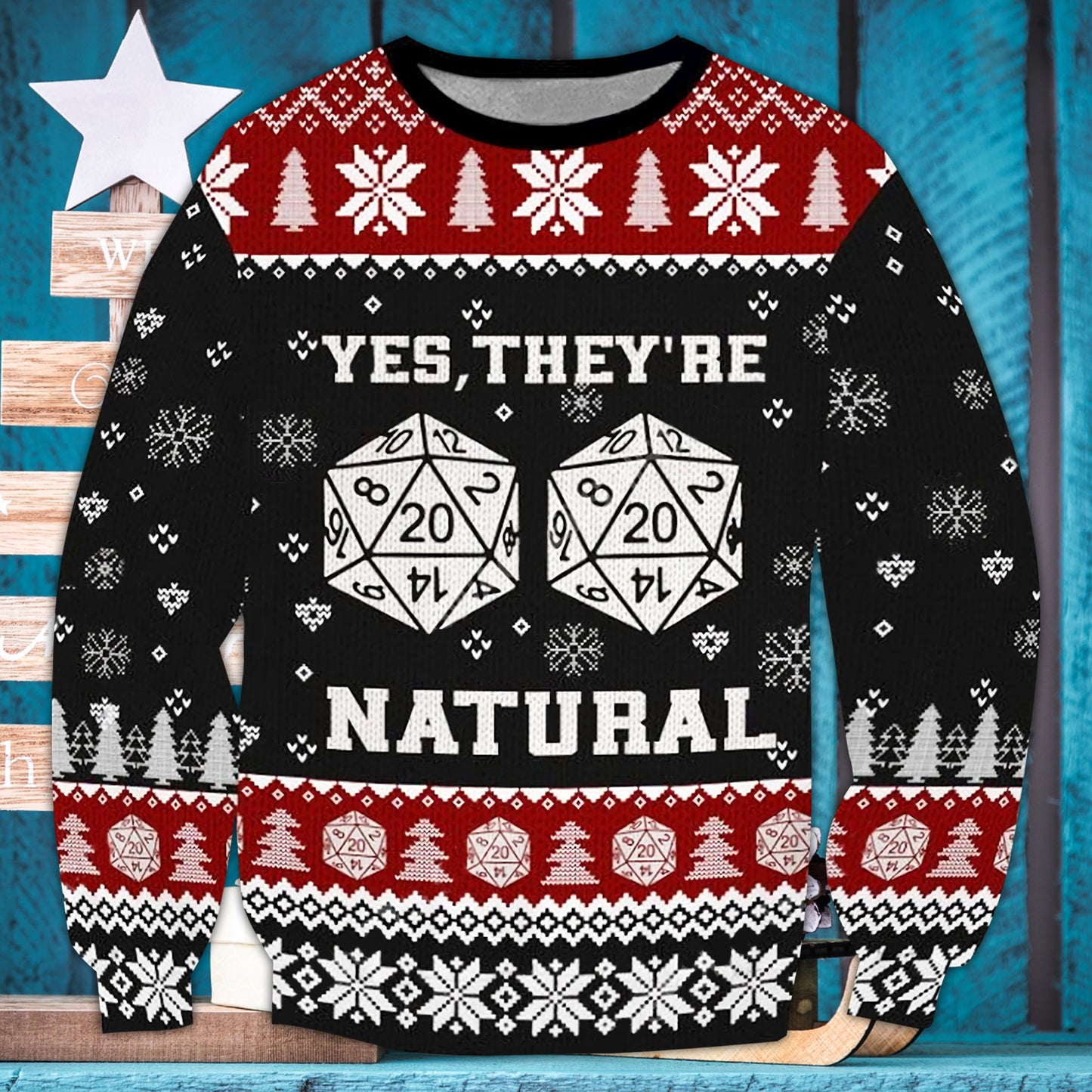 All-Over Print Sleeve Sweatshirt DnD Natural Xmas lqt lbs