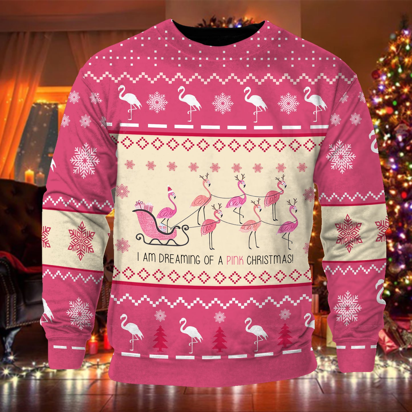 All-Over Print Hoodie Flamingo Pink Christmas lqt lbs